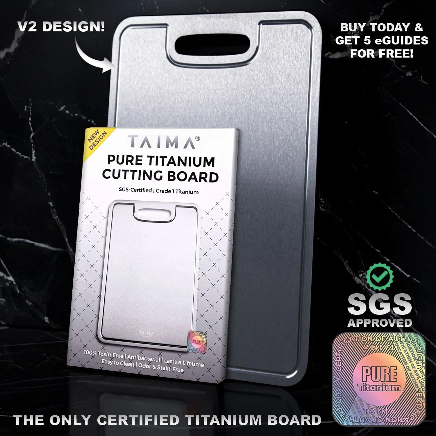 Certified Taima® Pure Titanium Cutting Board